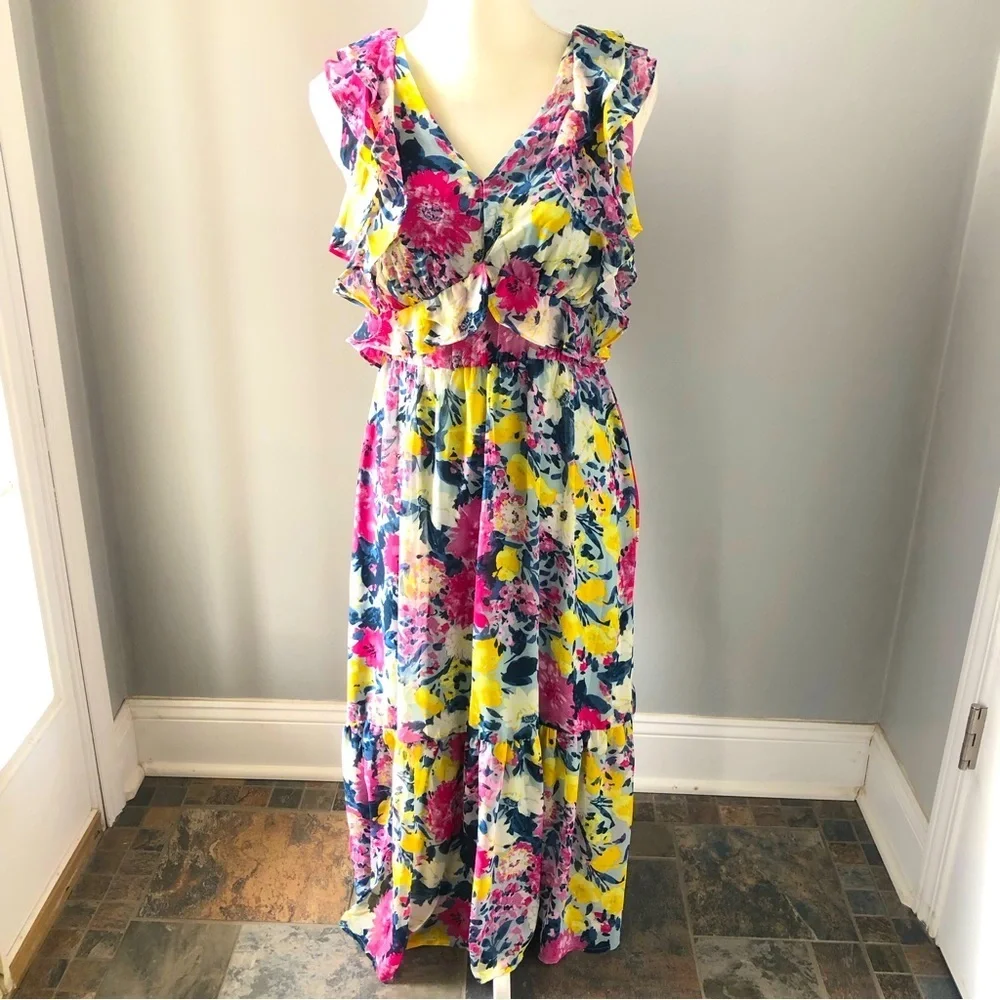 LC Lauren Conrad Floral Dress Multicolor Pastel NWT - Picture 7 of 7